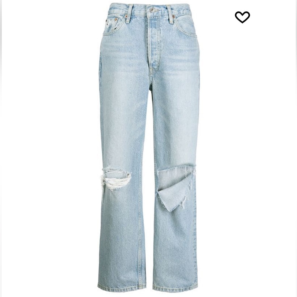 RE/DONE ripped-detail straight-leg jeans, Size 27
